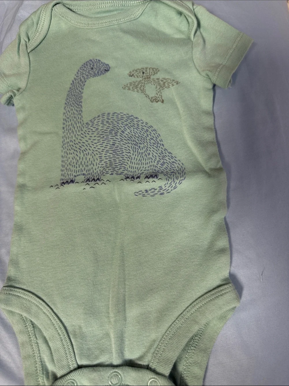 Carter's Mint Short-Sleeve One-Piece with Navy Dinosaur Print